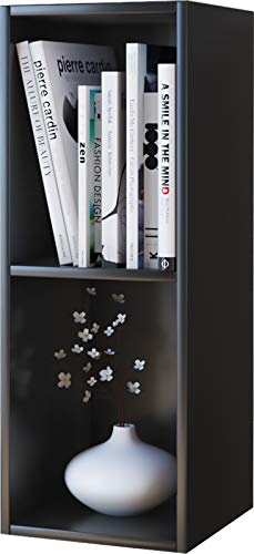 VCM Standregal 34x30x72 cm 2 Fächer Holzwerkstoff für CDs und DVDs | Aufbewahrung für CDs, DVDs und Bücher - Wohnzimmer, Büro oder Flur - für Sammler - kompaktes Standregal