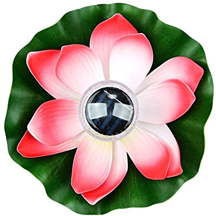 Lychee Lanterne Solaire Lotus pour Extérieur,Lumières de Piscine Flottantes Lumières Solaires LED RGB Fleur de Lotus Lampe Flottante étanche pour Bassin/Jardin/Piscine/Fontaine/Aquarium (Rouge)
