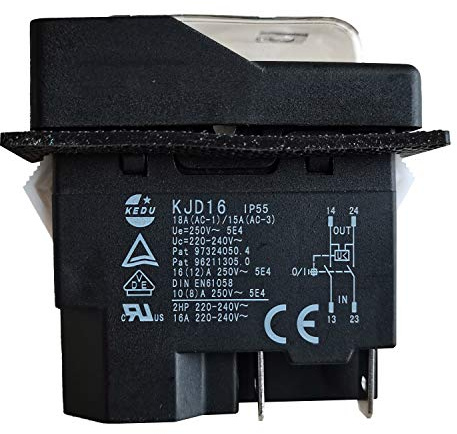 KEDU KJD16 - Interruttore elettromagnetico a 4 poli con interruzione di corrente e protezione da sottotensione, interruttore a pulsante per macchine industriali AC 220-240V 16A 5E4 IP55