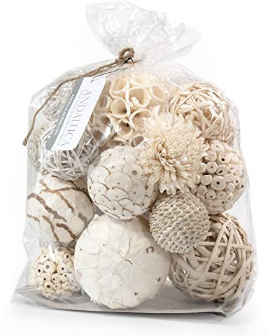 ANDALUCA Large Decorative Balls Bowl Filler Decor Orbs White & Cream (Natural White)