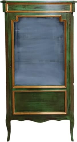 Casa Padrino Barock Vitrine Antik Stil Grün/Gold Vitrinenschrank 160 cm - Wohnzimmer Schrank - Antik Stil Möbel
