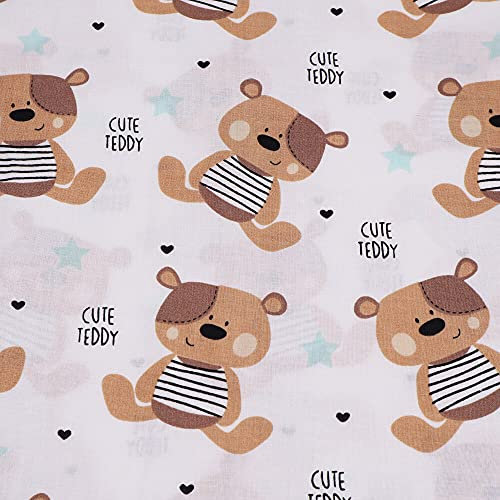 Baumwollstoff mit Kindermotiven | Meterware | Betten Decken Accessoires (Cute Teddy Bärchen)