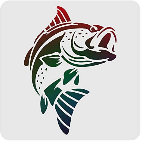 FINGERINSPIRE Fisch Schablonenvorlage 30x30cm Platz Forelle Fisch Malerei Schablonenvorlage Wiederverwendbare DIY Schablonenvorlage Für Wohnkultur (Weiß)
