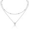 AFSTALR Damen Layered Kette Silber Multilayer Halskette Doppelkette für Frauen Kugelkette mit Herz