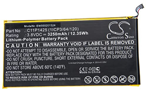 vhbw Batería Recargable Compatible con ASUS Zenpad 7.0 (Z370C-1B036A), 7.0 Z370C, M700KL Tablet, Pad (3.250 mAh, 3,8 V, polímero de Litio)