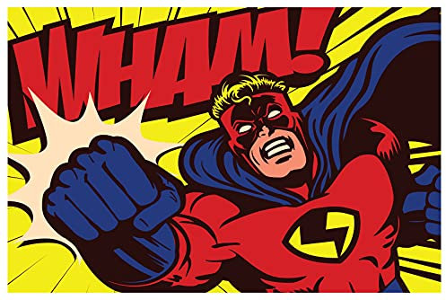 Wallepic Selbstklebende Fototapete Comic Superheld Moderne Tapete Wohnzimmer Schlafzimmer Büro Flur Wandtapete XXL Mehrfarbig Abstrakt Ideen Dekor Wandtattoo Br. 180 cm x Hö. 120 cm