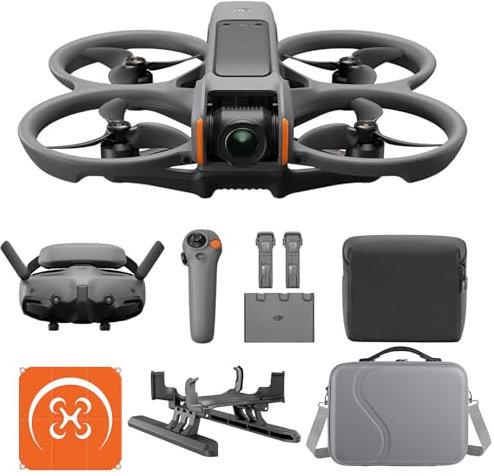 DJI Avata 2 Fly More Combo (3 batterie) con Accessori Versatili, Drone FPV con fotocamera 4K, Acrobazie con una sola pressione, Paraeliche integrati, Drone con fotocamera con Goggles 3e RC Motion3