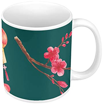 Fabulous Mug Céramique Lantern Floral Motif Japon Ornament Asiatique Chine
