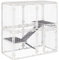 Pawhut Conejera Valla de Metal Corralito con Puerta Pestillo de 16 Paneles y Escalera para Gatos Cachorros Conejos DIY 68x68x2,5 cm Blanco