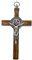 Crocifisso Croce di San Benedetto in legno d'ulivo e metallo cm. 12,5 X 7