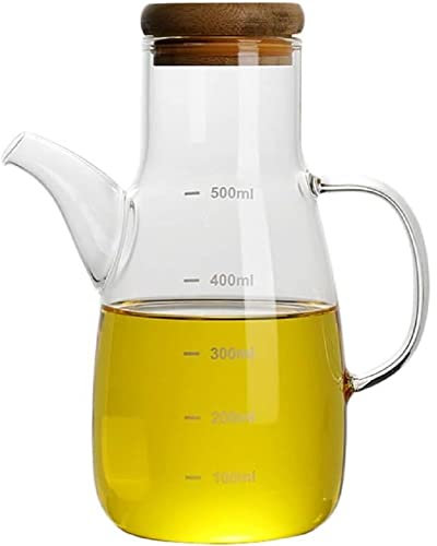 FülleMore Ölspender Olivenöl Flasche große Kapazität Glasflasche Essig und Ölflasche Borosilikatglas Olivenölspender mit Korkdeckel für Küche, Kochen, Grillen,BBQ,Camping,Restaurant (500ml)