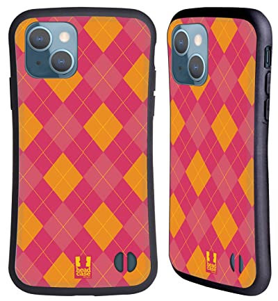 Head Case Designs Rosa E Giallo Argyle Cover Ibrida Compatibile con Apple iPhone 13