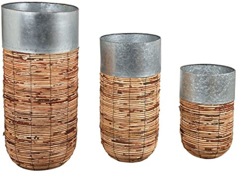 AUBRY GASPARD Cache-Pots Haut en rotin Paolo (Lot de 3)