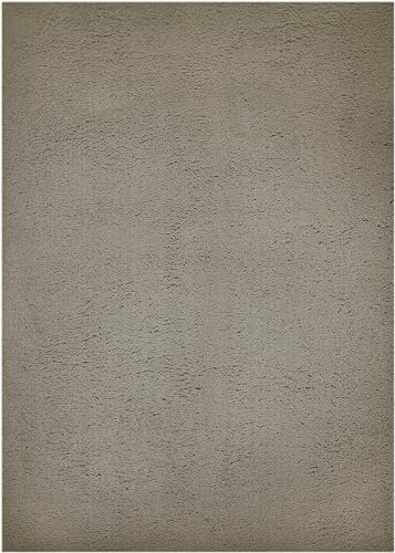 andiamo Teppich San Paolo moderner stilvoller Hochflor Teppich Wohnzimmer Schlafzimmer aus 100% Polyester Florhöhe ca. 27 mm geeignet für Fußbodenheizung geeignet 130 x 190 cm Taupe