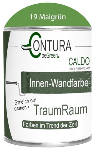 Contura Caldo 1 Liter Wandfarbe 35 Farben Deckenfarbe Contura Hohe Profi Deckkraft Klasse 1 (19 Maigrün)