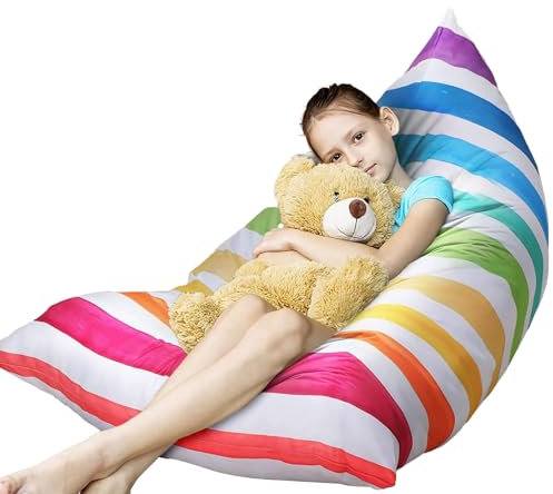 iFCOW Stofftier-Aufbewahrung, Sitzsack, Spielzeug, Organizer, Sitzsack, Stuhlbezug für die Organisation von Plüschtieren (ohne Füllstoff, nur Bezug)