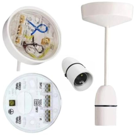 Ranian's Ceiling Pendant Light Fitting B22 Blub Holder White Transparent 6” (150mm) - Easy Install & Clean - Ideal for Kitchen, Living Room, Bedroom, Dining Room - (Pack of 1)