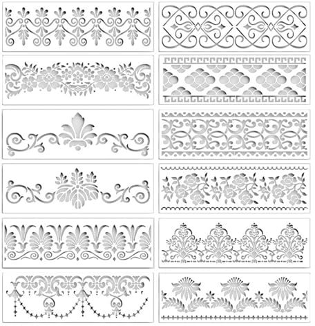 SRJQXH 12 Stück Schablonen Textilgestaltung, Schablonen Wandgestaltung Schablonen Malen, Viele Verschiedene Schablone Muster Geeignet zum Bemalen und Dekorieren