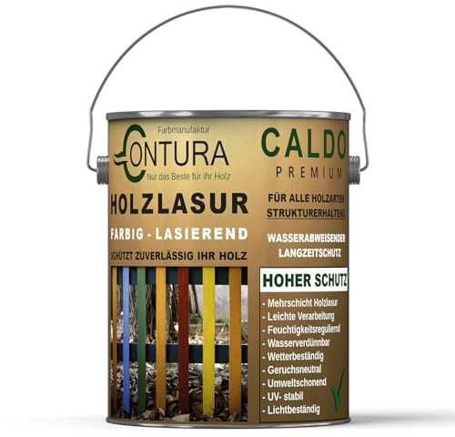 Contura Holzlasur 2,5 Liter Langzeitschutz Lasur + Pinsel Holz Außen Dauerschutzlasur Holzfarbe (Grün - 10.45)