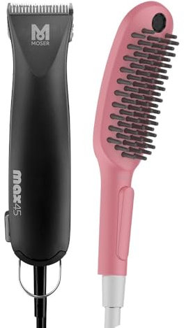 Wahl Moser Max 45 & DogShower - Hundeschermaschine und Duschgriff - Pflegepaket für Haustiere, Rosa