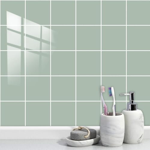Azulejos Adhesivos Cocina Verde Menta Azulejos Adhesivos Baño PVC Impermeable Vinilo Pared Autoadhesivo Vinilos Baño Azulejos Decorativos Azulejos Adhesivos 10 Piezas/30x30cm