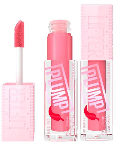 Maybelline New York Lifter Plump Lipgloss mit Chilischoten-Effekt, sofortige Füllung, mit XXL-Applikator, Farbe 001, Blush Blaze, 2 Stück