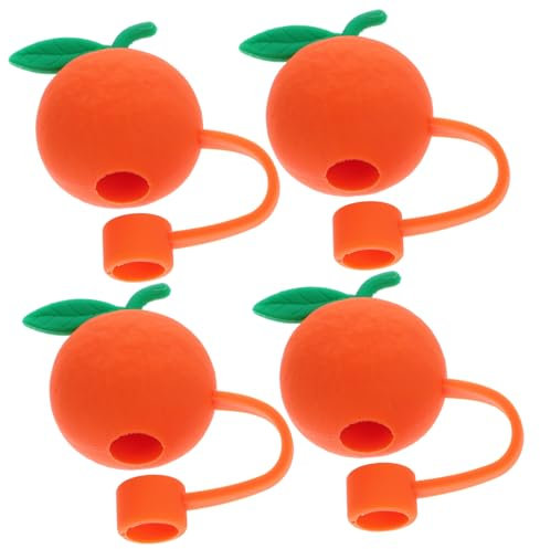 COLLBATH 4pcs Orange Straw Stopper Straw Caps Silicone Straw Tips Protector Silicone Straw Covers Drinking Straw Cover Straw Tip Covers Straw Covers Cloud Cute Straw Plug Cloud Straw Topper