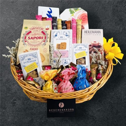 Büro-Naschkorb für 9 Personen | Stilvoll dekorierter Korb mit beliebten Snacks fürs Büro | Perfekt für Team-Meetings und Genussmomente zwischendurch