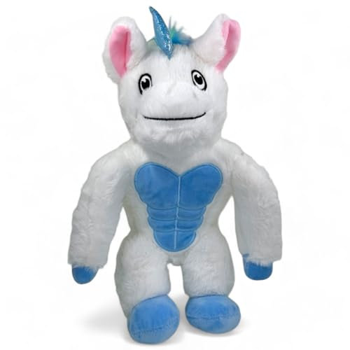 MIJOMA Kuschelweiches Hundespielzeug Tierischer Athlet | Quietschfunktion & Weiches Plüschmaterial | Robust & Pflegeleicht | 34x20x12cm (Einhorn)