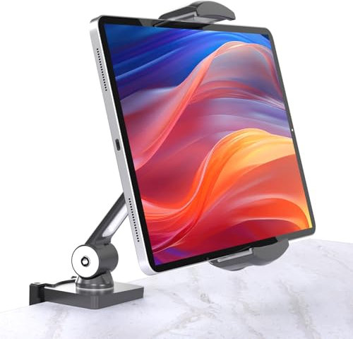 suptek Aluminum Alloy Tablet Stand for Desk, Adjustable Foldable Arm Holder Mount Compatible with iPad 10/9th, iPad 13/12.9 Pro, Portable Monitor 12.9-18.6'', YF108BV1B