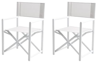 XONE Coppia Sedie Regista Pieghevole Allen Deluxe Bianco | Poltrone Regista in Alluminio, 2 Pezzi