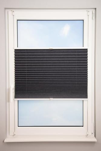 Gardinen Senay Verdunkelungs-Plissee Grau, Klemmfix verspannt mit Klemmträge, 50cm-120cm (85x130)