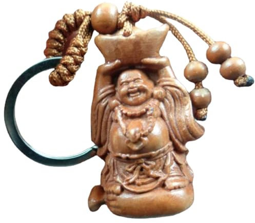 Tradition chinoisea Cinq Empereurs Monnaiesbuddha Porte-clés en bois de bouddha, gravure tridimensionnelle en acajou naturel, lingot