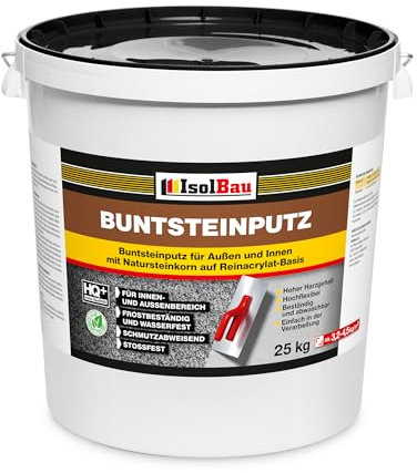 Isolbau - Buntsteinputz für Außen und Innen (Braun, Weiß, Gelb) 25 kg - BP40 Mosaikputz Dekorationsputz Frostsicher, Wasserfest, Stoßfest