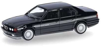 Herpa Modellauto BMW Alpina B11 3,5,schwarz, Dekor Silber, Miniatur im Maßstab 1:87, Sammlerstück, Made in Germany, Modell aus Kunststoff