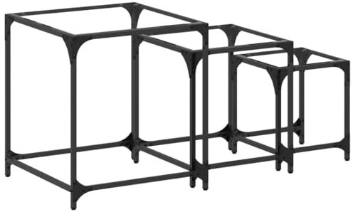 vidaXL Satztische 3 STK., Satztisch mit Glasplatte, Beistelltisch für Schlafzimmer Wohnzimmer, Couchtisch Nachttisch, Transparent Stahl