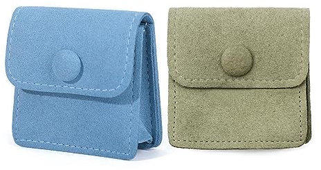 MultiValue 2 Pezzi Sacchetti per Gioielli con Scatto, Portatile Piccole Sacchetti Regalo Viaggio Morbido Organizzatore Gioielli Sacchetti Tessuto per Collane Bracciale Orecchini (A)