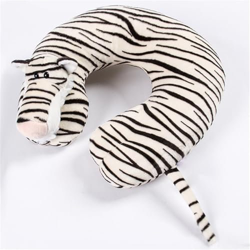 champracer Nackenkissen Tiere für Erwachsene, Reisekissen Tier Erwachsene, Reisekissen Tiere, Cartoon Tier U-FöRmiges Kissen, BüRo-Nickerchen-Kissen, Kreatives Autokissen Nackenkissen (Weißer Tiger)