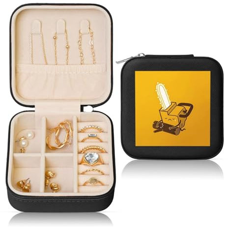GaxfjRu Cute Crying Chainsaw Portable Travel Jewelry Case Organizer - Versatile Storage Solution Engagement Ring Box