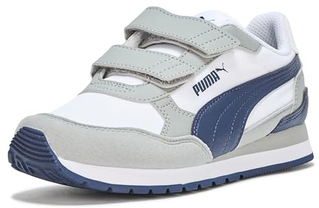 Puma Unisex-Child ST Runner Hook and Loop Shoes, Gray Echo-Puma Navy, Toddler 10