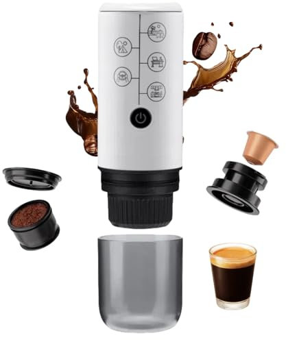 i Cafilas Tragbare Elektrische Espressomaschine 12V Travel Espresso Machine 10W, 17 Bar Pressure 2600mAh Wiederaufladbare Battery Heating Water for Outdoor,kompatibel mit gemahlenem Kaffee & NS-Kapsel