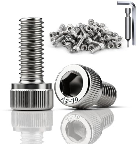 TXXATX 60 Stück Schrauben M5x16 mm Zylinderkopfschrauben DIN 912 Edelstahl A2 V2A Sechskantschrauben Zylinderschrauben mit Innensechskant Vollgewinde Inbusschrauben für Mechanische Möbelreparatur