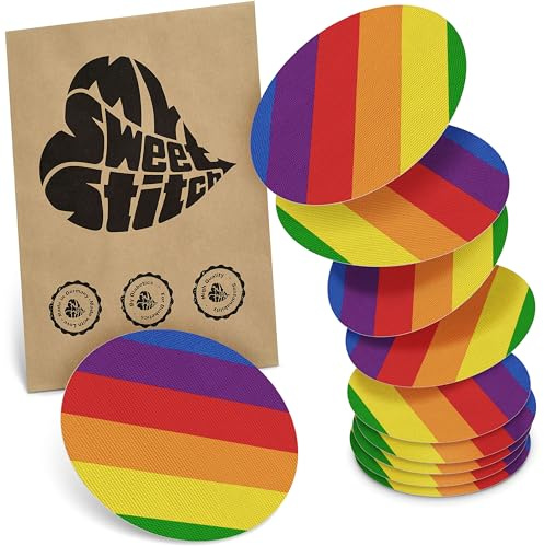 MySweetStitch 10 Fixierpflaster für CGM-Sensoren rund Pride | Hilft gegen vorzeitiges Ablösen, wasserfest und schnell trocknend, hautfreundlich, bis zu 15 Tage Halt