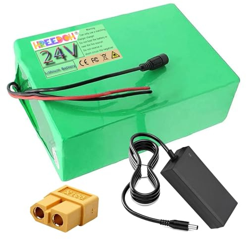 FREEDOH Li-Ionen-Akku, 24 V, Lithium-Akkupack, 5 Ah, 7,5 Ah, 10 Ah, 12,5 Ah, 15 Ah, 17,5 Ah, 20 Ah, wiederaufladbarer Akku mit Ladegerät für 0–500 W Motor,24v(29.4v) 15ah