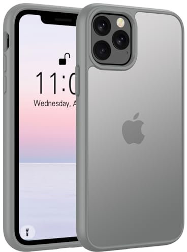 Andwing Matt für iPhone 12 Pro Max Hülle, Militärstandard FallSchutz Handyhülle für iPhone 12 Pro Max, Mattierte Durchscheinende Rückseite Schutzhülle, Anti-Fingerabdruck Kratzfest-Grau