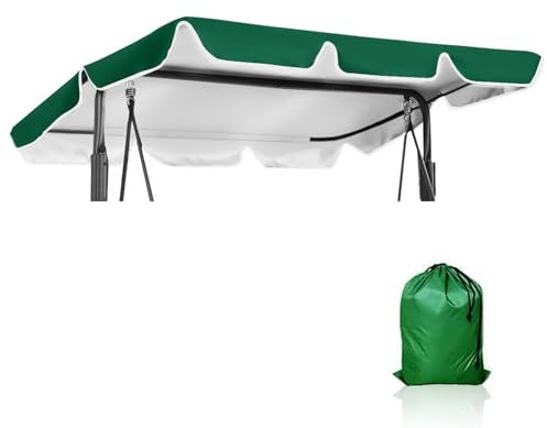 Hengrongshen Hollywoodschaukel Dachbezug, 210 x 145 cm Grün Dachbezug Hollywoodschaukel Wasserdicht Universal Dach, 3 Sitzer Sonnendach, UV-Schutz Sonnendach für Gartenschaukel