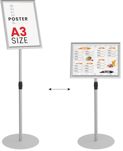 ALLboards Informationsständer A3, mit silbernem Aluminiumrahmen, Menütafel, Ständer mit Aluminiumrahmen