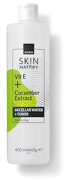 Avon Sk!n Mattify Mizellen- Gesichtswasser, Vit.E & Gurkenextrakt, 400 ml