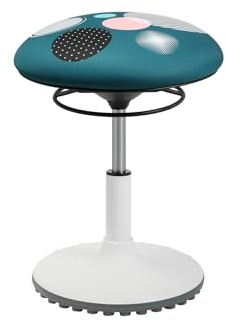 TOPSTAR Living Chair Move Kids höhenverstellbarer Kinderhocker mit drehbarem Sitz, Sitzhöhe von 39-47 cm, Motiv Dots Petrol