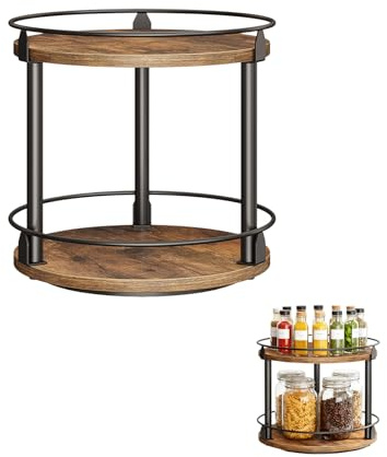 Traurige GewüRzregal Stehend, 2-Stufiger Gewürzregal-drehbar, GewüRz Organizer, KüChenregal Arbeitsplatte FüR KüChentheke, Esstisch, Vintagebraun.